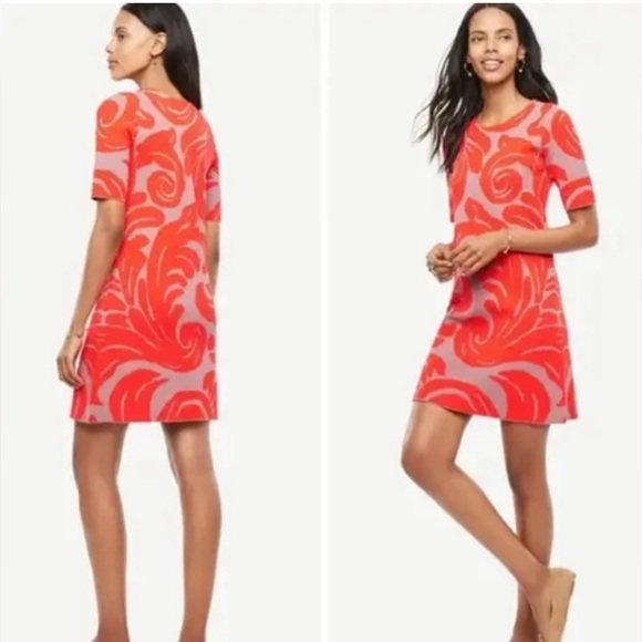 Ann Taylor Red and Pink Patterned Dress - Picture 3 of 7